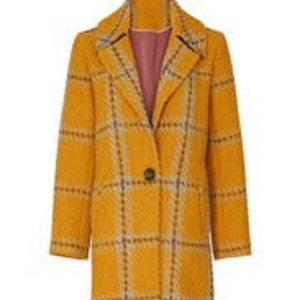 Yellow Plaid Tweed Coat